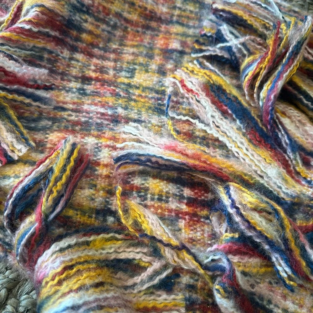 Pristine Stunning Multicolor Knit Scarf with Fringe - Picture 5 of 5